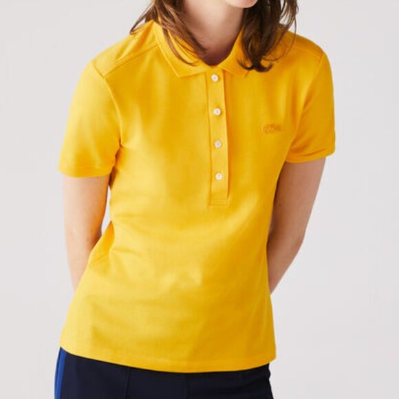 Lacoste Women Yellow L.12.D Slim Fit Stretch Short Sleeve Polo Shirt 42/Large/10 - Picture 10 of 11